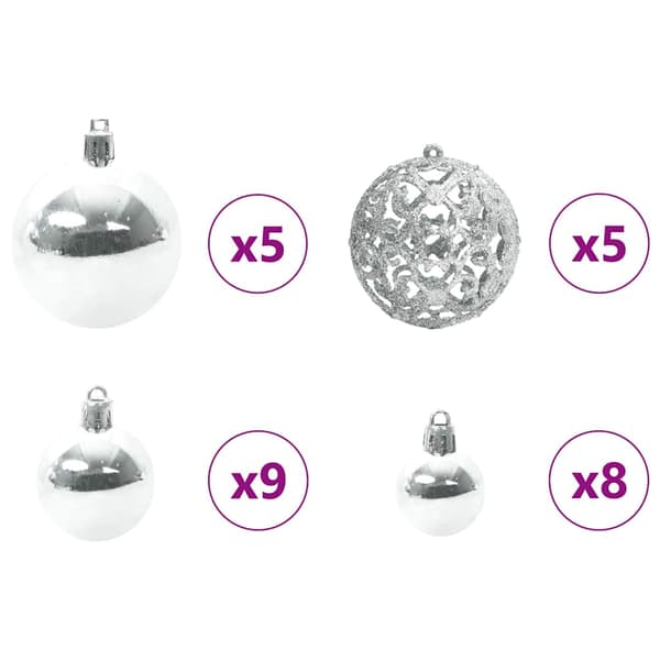 Julprydnad Set med 150 LED-lampor 61 pcs Silver Plast