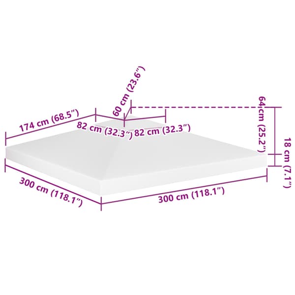 Paviljongtak med ventilering 310 g/m² 3x3 m vit