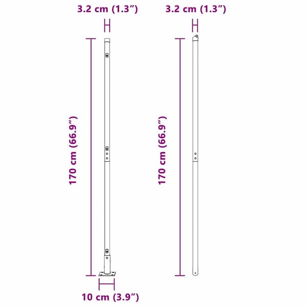 Stängselstolpe 52 pcs Grå 3,2 x 3,2 x 88,5 cm