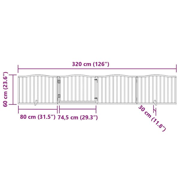 Hundgrind med dörr vikbar 4 paneler 320 cm poppel