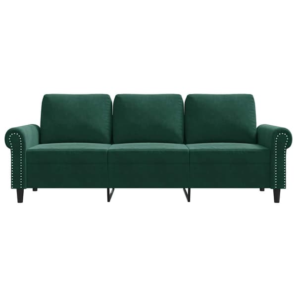 3-sitssoffa mörkgrön 180 cm sammet