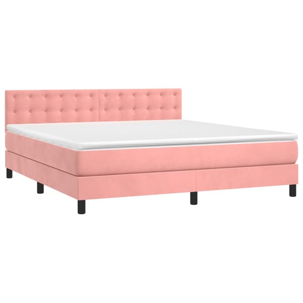 Ramsäng med madrass rosa 180x200 cm sammet
