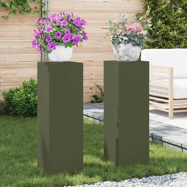 Växtställ 2 pcs Olivgrön 24 x 24 x 75 cm Stål