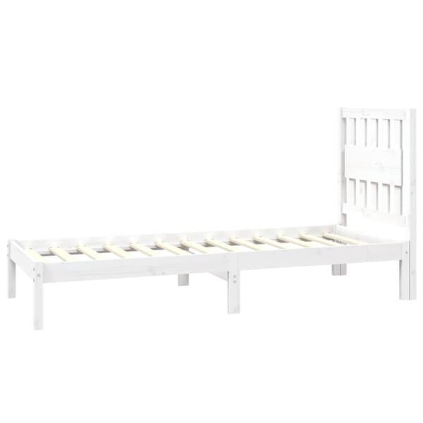 Sängram vit massivt trä 75x190 cm