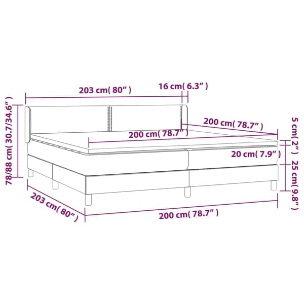 Ramsäng med madrass ljusgrå 200x200 cm sammet