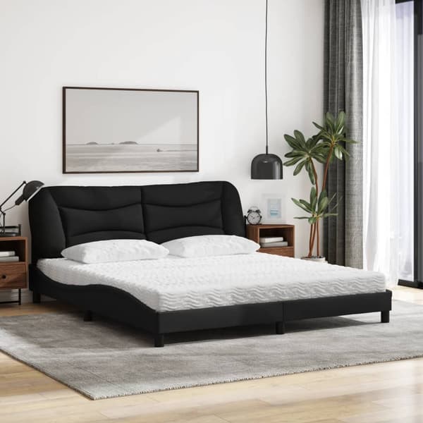 Bed with Mattress "Hvar" Black 180x200 cm Fabric