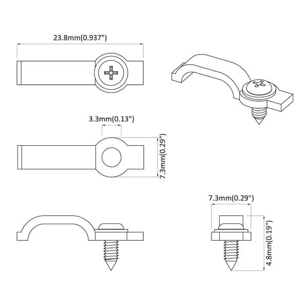 LED Strip Clips 23,8 mm 2 pcs Transparent Plast och Järn