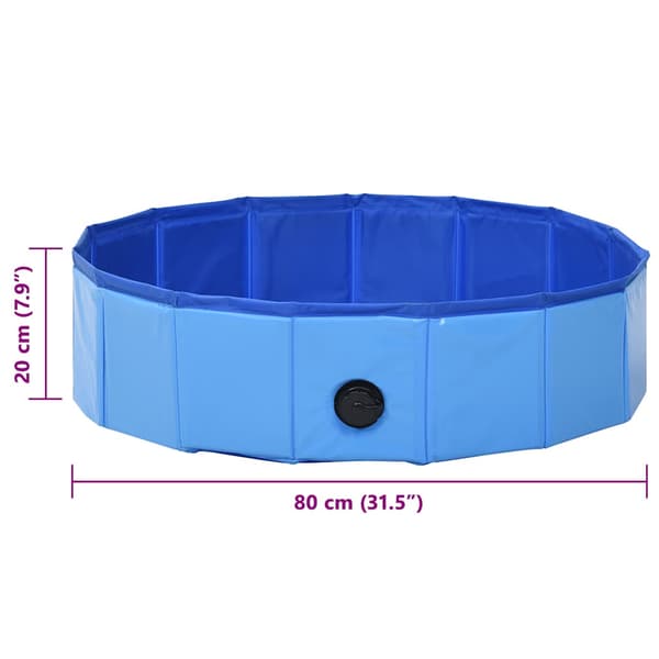 Hopfällbar hundpool blå 80x20 cm PVC