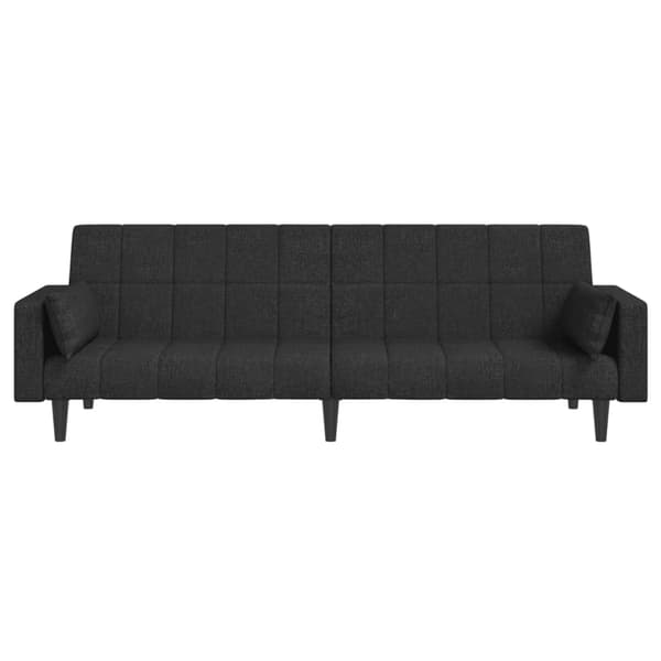 Bäddsoffa 2-sits med två kuddar svart tyg