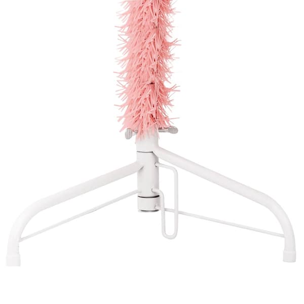 Smal halv plastgran med stativ rosa 150 cm