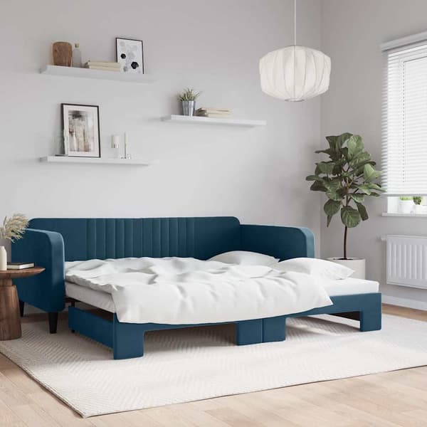Dagbädd utdragbar blå 100x200 cm sammet