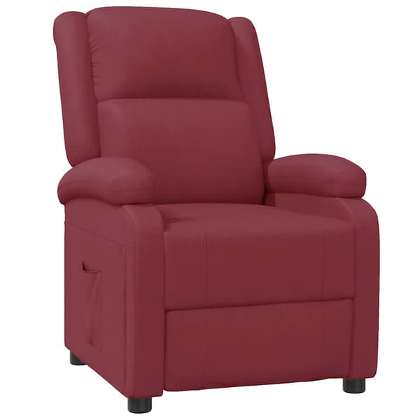 Reclinerfåtölj vinröd konstläder
