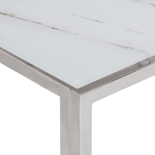 Soffbord silver rostfritt stål och härdat glas