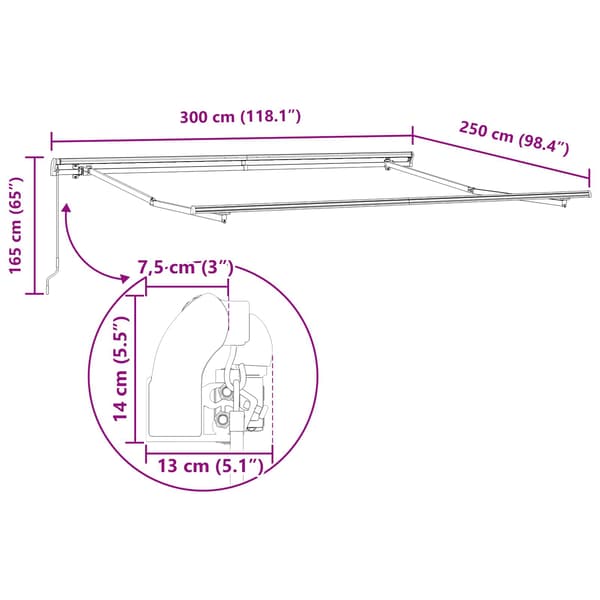 Markis Vit 300 x 250 x 165 cm Polyester