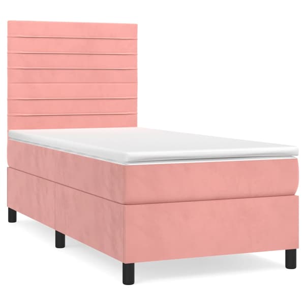 Ramsäng med madrass rosa 90x200 cm sammet