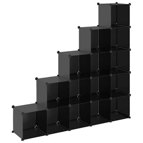 Förvaringskuber stapelbara 15 kuber svart PP