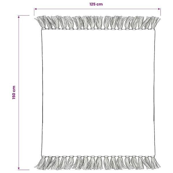 Filt bomull ränder 125x150 cm grå och vit
