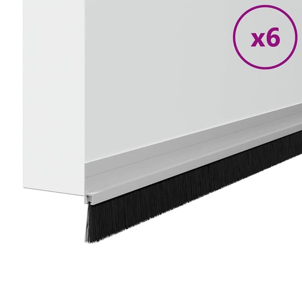 Självhäftande dörrborstlist 6 pcs Silver 100 cm