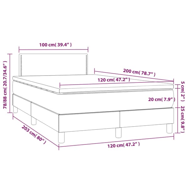 Ramsäng med madrass & LED vit 120x200 cm konstläder