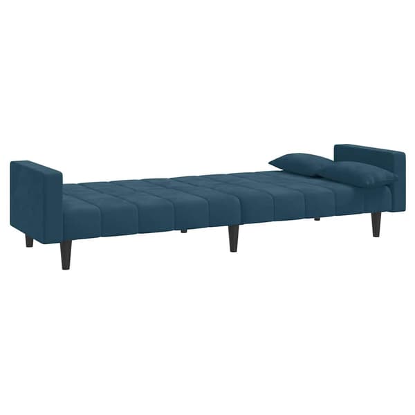 Bäddsoffa 2-sits med två kuddar blå sammet