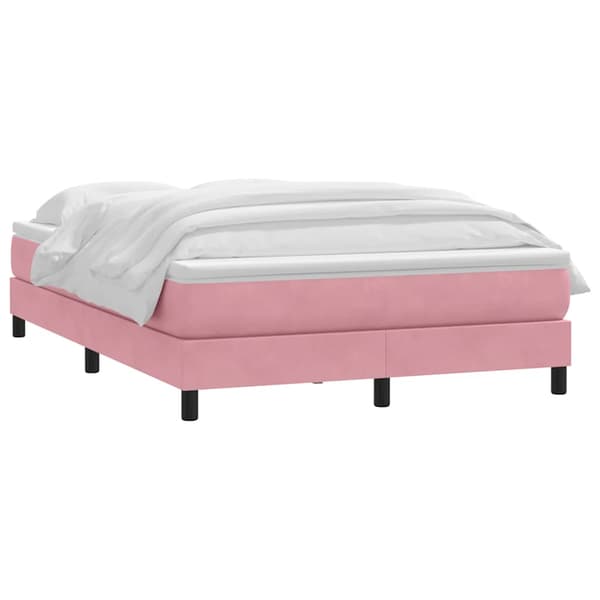 Ramsäng med madrass rosa 160x210 cm sammet