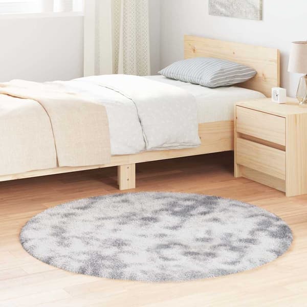 Ryamatta med lång lugg NAVARRA silvergrå 120x120 cm polyester