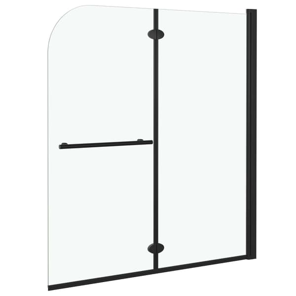 Duschvägg fällbar 2 paneler ESG 120x140 cm svart
