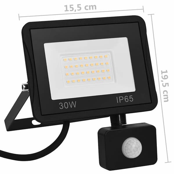 Strålkastare med sensor 30 W LED kallvit
