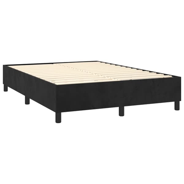 Ramsäng med madrass svart 140x190 cm sammet