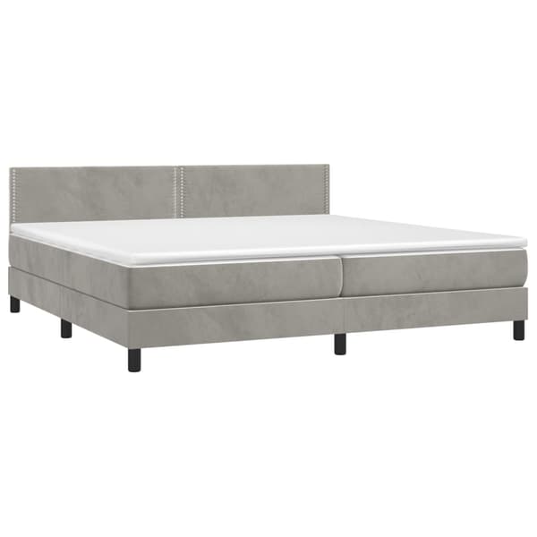 Ramsäng med madrass ljusgrå 200x200 cm sammet