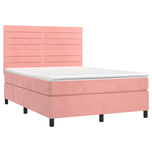 Ramsäng med madrass rosa 140x190 cm sammet