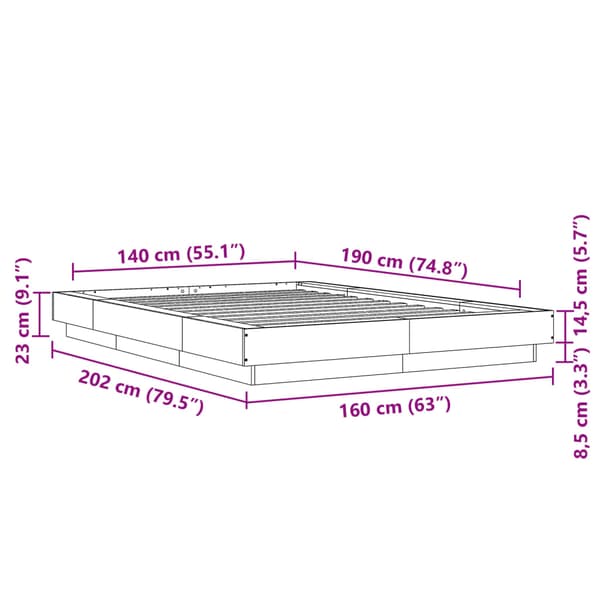 Sängram vit 140x190 cm konstruerat trä