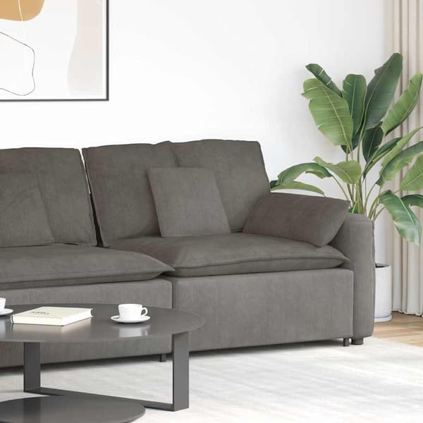Modulär soffa armstödsändmodul med dynor ljusgrå 100 cm
