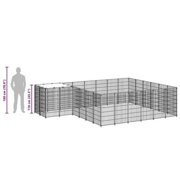 Hundgård svart 12,1 m² stål