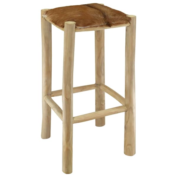 Barstol getskinnsläder och massiv teak
