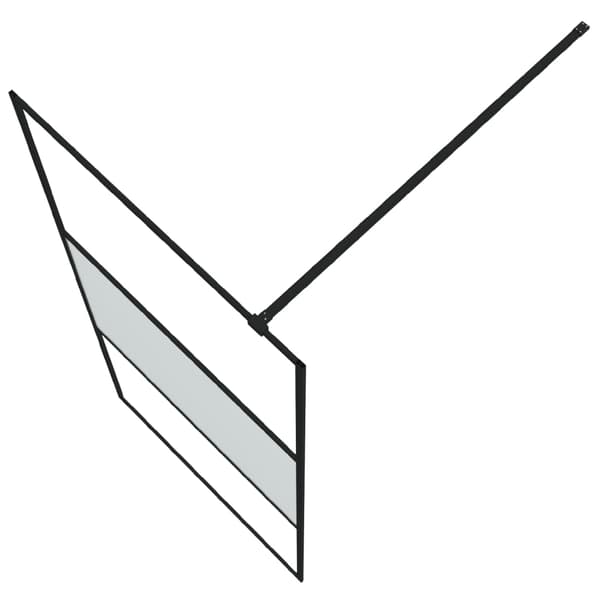 Duschvägg svart 90x195 cm halvfrostat ESG-glas