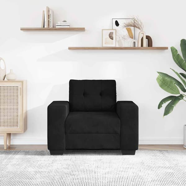Soffstol svart 100x78x80 cm sammet