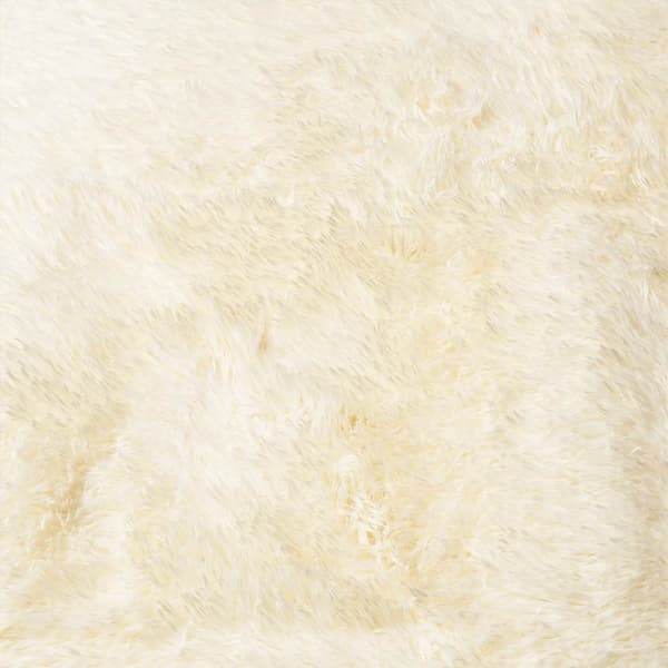 Ryamatta med lång lugg NAVARRA gräddvit 100x100 cm polyester