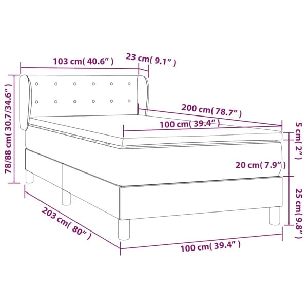 Ramsäng med madrass ljusgrå 100x200 cm tyg