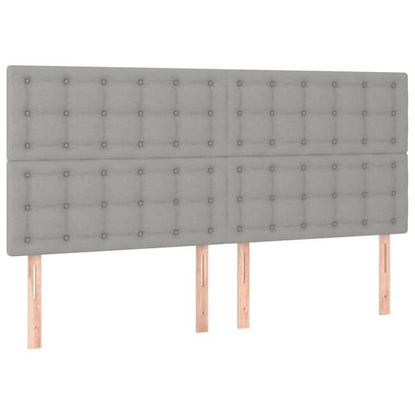 Ramsäng med madrass ljusgrå 160x200 cm tyg