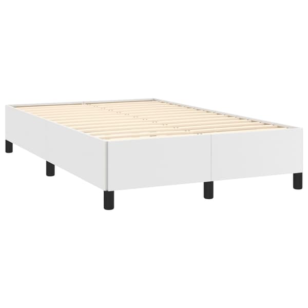 Ramsäng med madrass & LED vit 120x190 cm konstläder