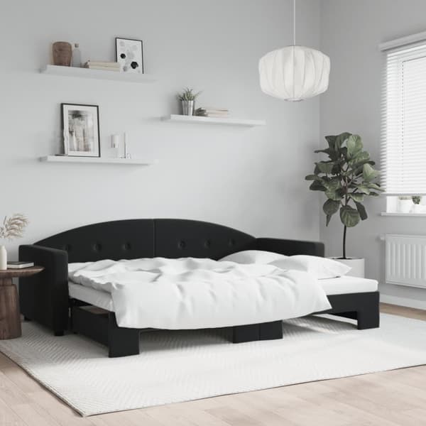 Dagbädd utdragbar svart 80x200 cm sammet