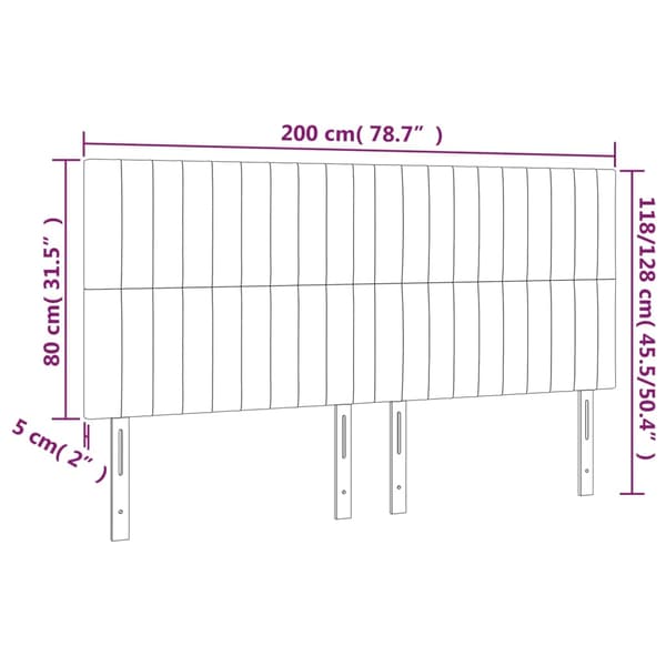 Sänggavel ljusgrå 200x5x118/128 cm sammet