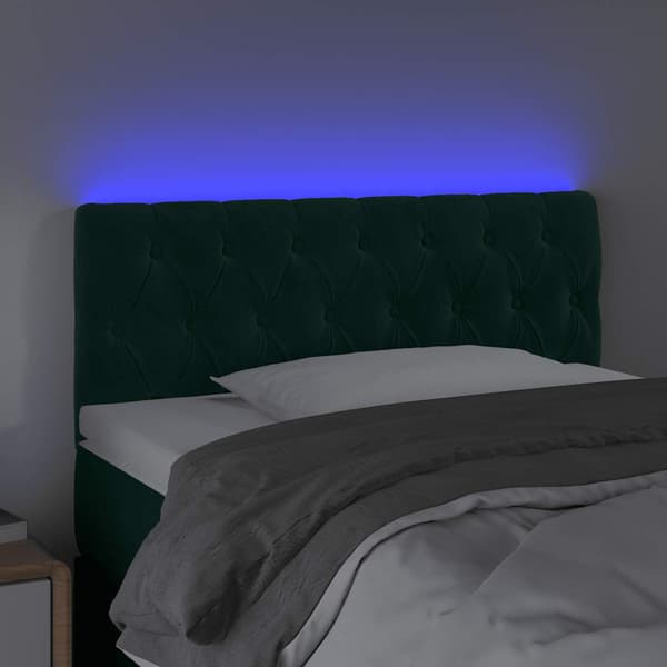 Sänggavel LED mörkgrön 100x7x78/88 cm sammet