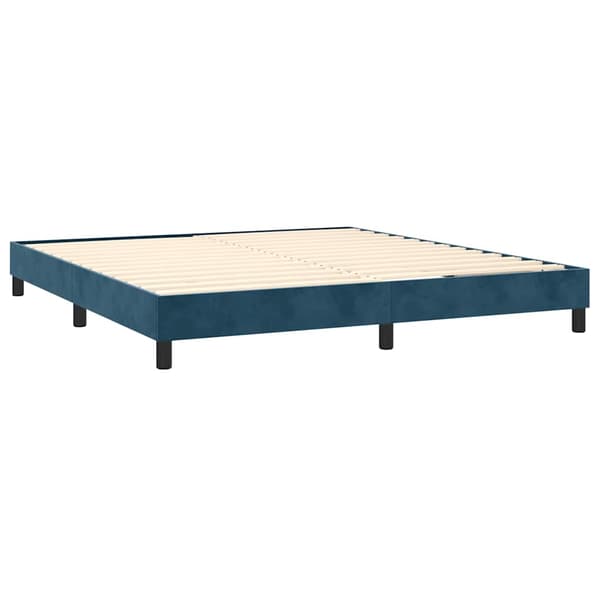 Ramsäng med madrass mörkblå 180x200 cm sammet