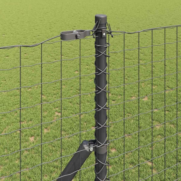 Stängselstolpe 7 pcs Grå Stål