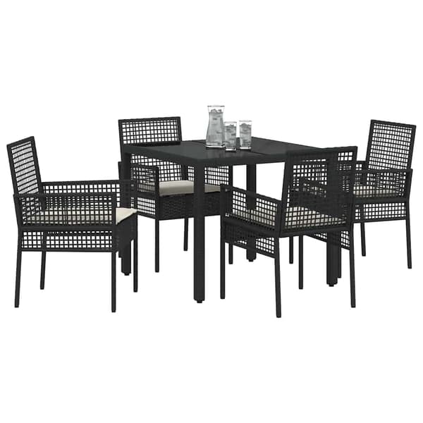 Trädgårdsmöbelset 5 pcs Svart konstrotting