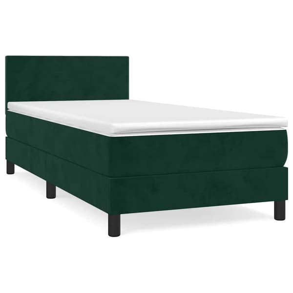 Ramsäng med madrass mörkgrön 90x200 cm sammet