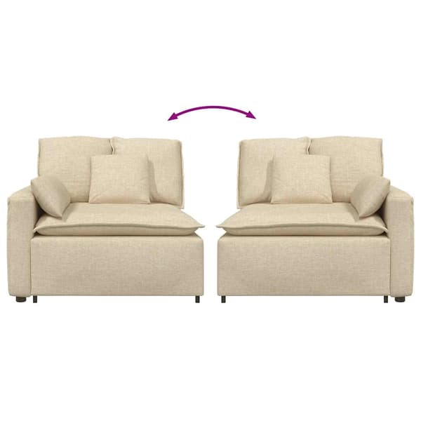 Modulär soffa armstödsändmodul med kuddar gräddvit 100 cm