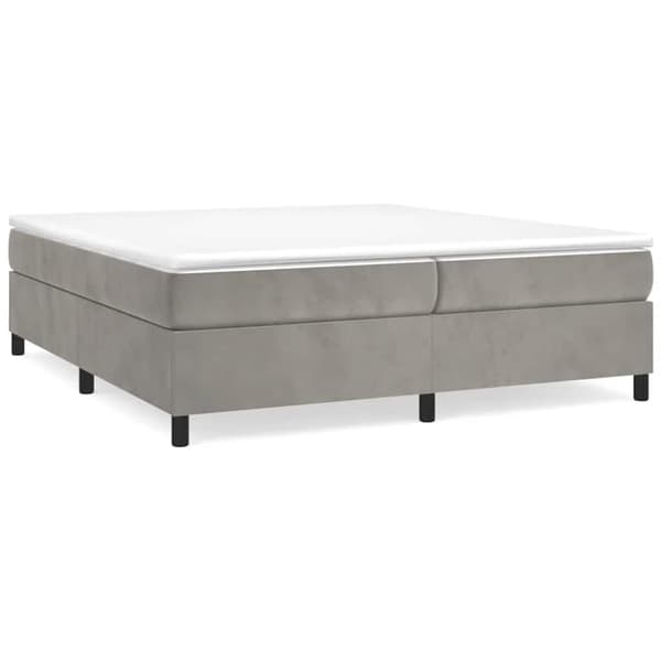 Ramsäng med madrass ljusgrå 200x200 cm sammet